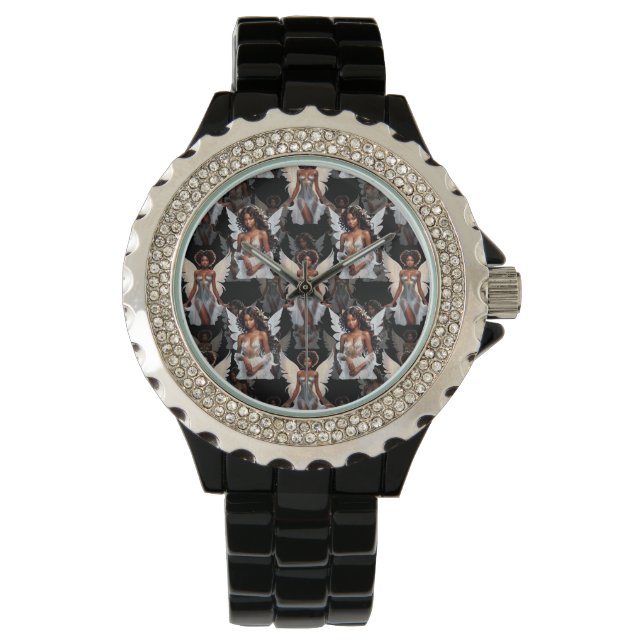 Beautiful Black Girl Angels Pattern Design -Dark Watch (Front)