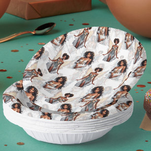 Beautiful Black Girl Angels Pattern Design  Paper Plate