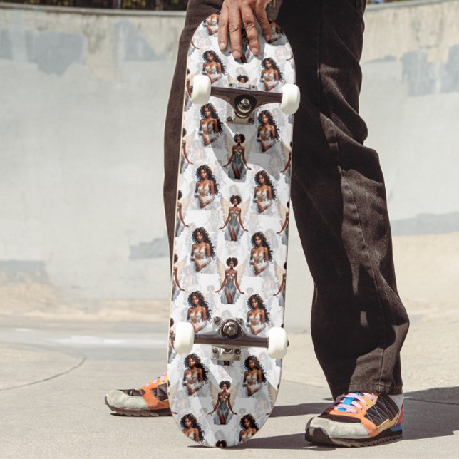 Beautiful Black Girl Angels Pattern Design  Skateboard (Creator Uploaded)