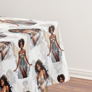 Beautiful Black Girl Angels Pattern Design  Tablecloth