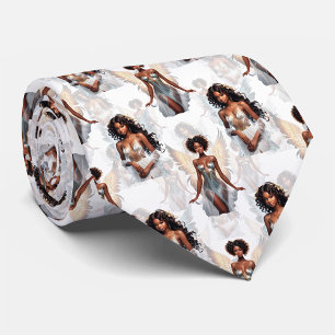 Beautiful Black Girl Angels Pattern Design  Tie