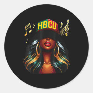 Beautiful Black Girl Hbcu  Classic Round Sticker