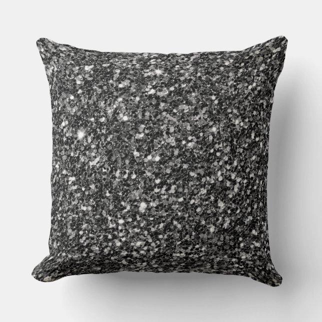 Beautiful Black Glitter Throw Pillow (Front)