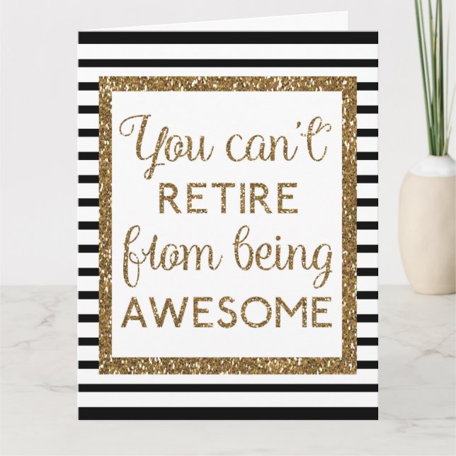 Beautiful Black Gold Glitter Happy Retirement Big Card (Front)