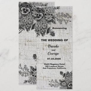 Beautiful Black/Grey Flowers Wedding Announcement