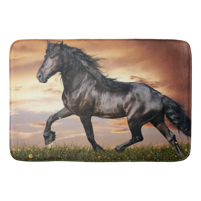Beautiful Black Horse Bath Mat (Front)
