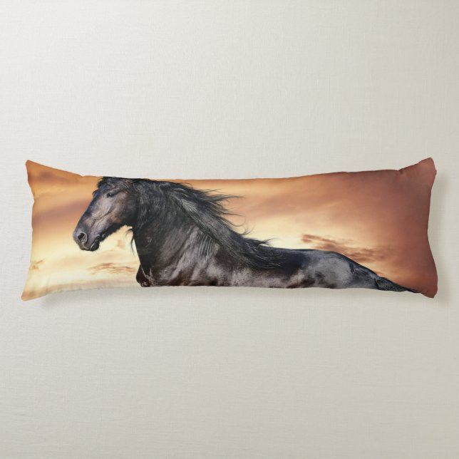 Beautiful Black Horse Body Pillow (Front)
