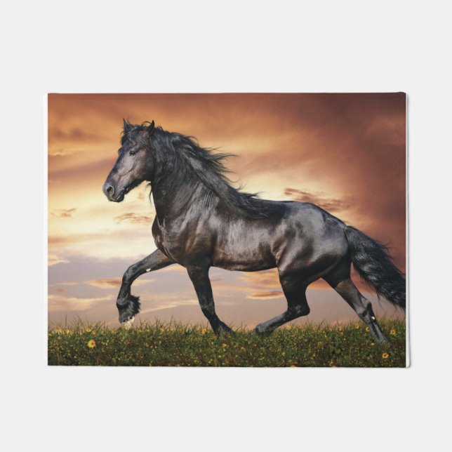 Beautiful Black Horse Doormat (Front)