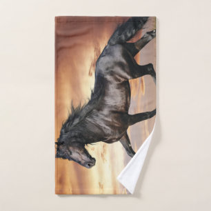 Beautiful Black Horse Hand Towel