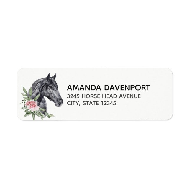 Beautiful Black Horse Head Portrait Watercolor (Front)