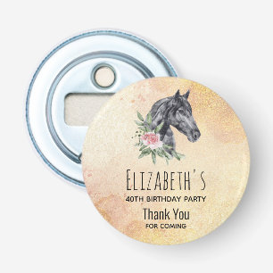 Beautiful Black Horse Head Watercolor Birthday Bottle Opener