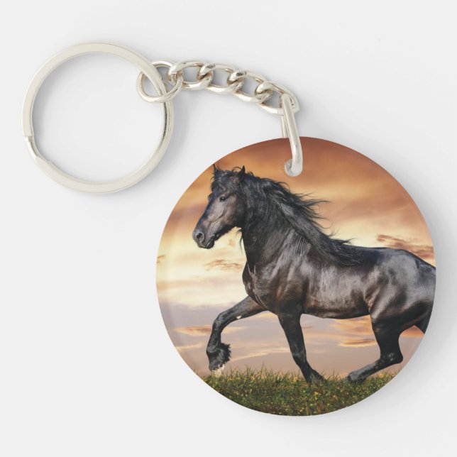 Beautiful Black Horse Keychain (Front)