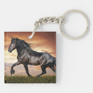 Beautiful Black Horse Keychain