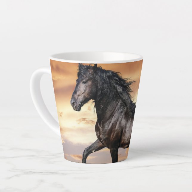 Beautiful Black Horse Latte Mug (Left Angle)