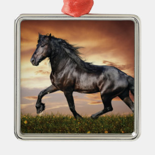 Beautiful Black Horse Metal Ornament