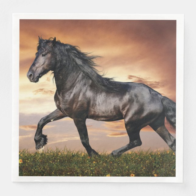 Beautiful Black Horse Napkin (Front)