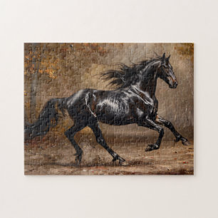 Beautiful Black Horse Oil Painting Jigsaw Puzzle