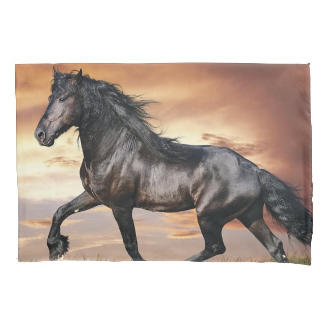 Beautiful Black Horse Pillowcase (Front)