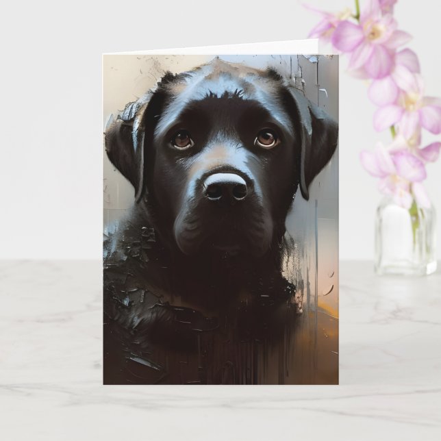 Beautiful Black Labrador Portrait Card (Orchid)