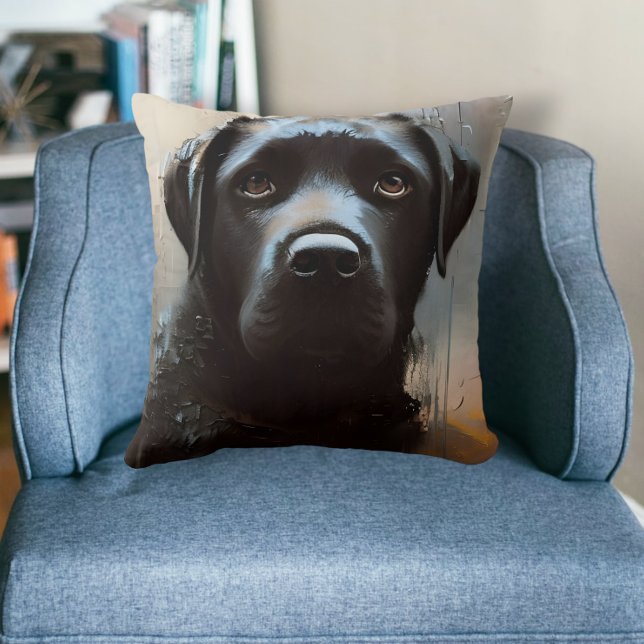 Beautiful Black Labrador Portrait  Throw Pillow (Creator Uploaded)