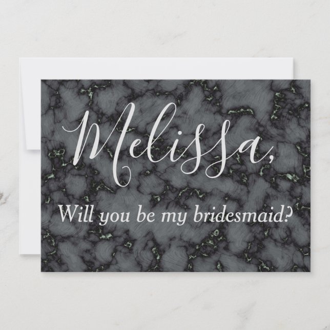 Beautiful Black Marble Bridesmaid Proposal Invitation (Front)