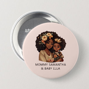 Beautiful Black Mom and Daughter (10) 3 Inch Round Button