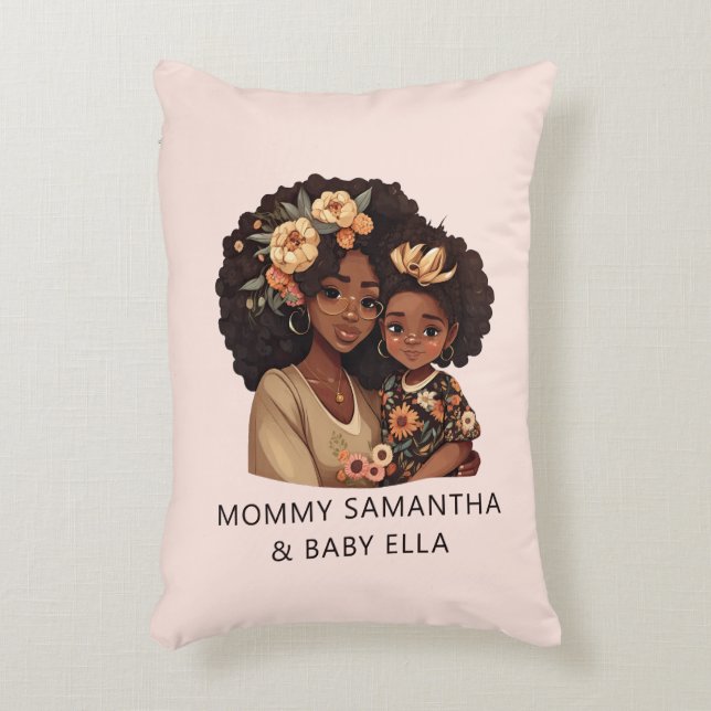 Beautiful Black Mom and Daughter (10) Accent Pillow (Front(Vertical))