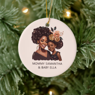 Beautiful Black Mom and Daughter (10) Ceramic Ornament