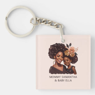 Beautiful Black Mom and Daughter (10) Keychain