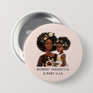 Beautiful Black Mom and Daughter (11) 3 Inch Round Button