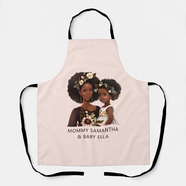 Beautiful Black Mom and Daughter (11) Apron (Front)