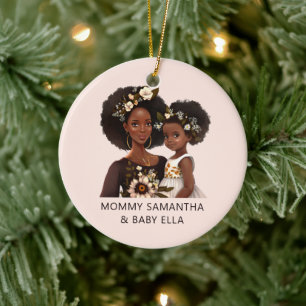 Beautiful Black Mom and Daughter (11) Ceramic Ornament