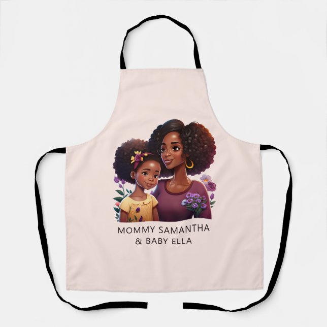 Beautiful Black Mom and Daughter (12) Apron (Front)