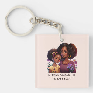 Beautiful Black Mom and Daughter (12) Keychain
