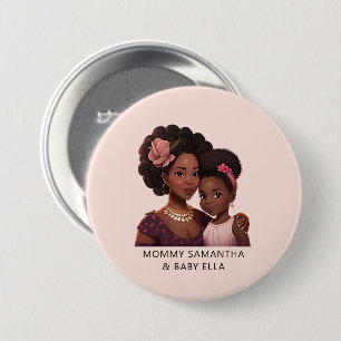 Beautiful Black Mom and Daughter (14) 3 Inch Round Button