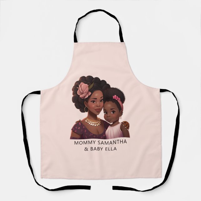 Beautiful Black Mom and Daughter (14) Apron (Front)
