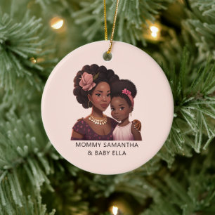 Beautiful Black Mom and Daughter (14) Ceramic Ornament