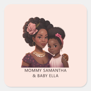 Beautiful Black Mom and Daughter (14) Square Sticker