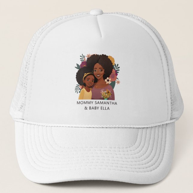 Beautiful Black Mom and Daughter (15) Trucker Hat (Front)