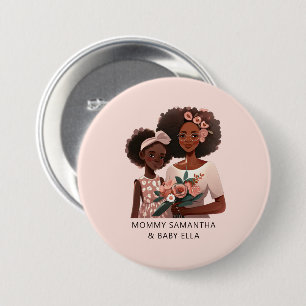 Beautiful Black Mom and Daughter (17) 3 Inch Round Button