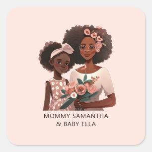 Beautiful Black Mom and Daughter (17) Square Sticker