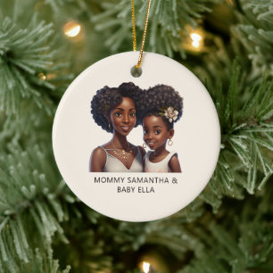 Beautiful Black Mom and Daughter (18) Ceramic Ornament