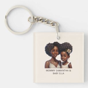 Beautiful Black Mom and Daughter (18) Keychain