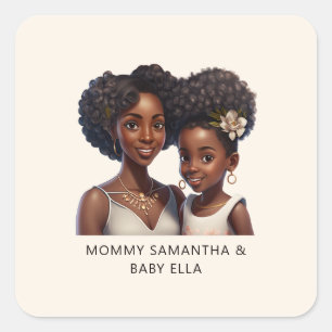 Beautiful Black Mom and Daughter (18) Square Sticker