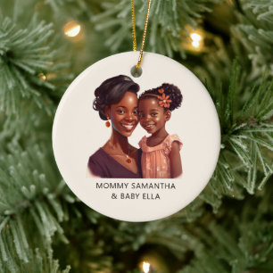 Beautiful Black Mom and Daughter (19) Ceramic Ornament