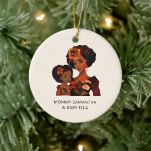 Beautiful Black Mom and Daughter (20) Ceramic Ornament