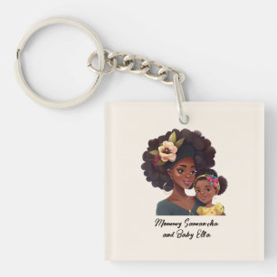 Beautiful Black Mom and Daughter (21) Keychain