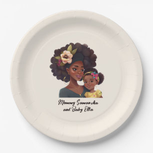 Beautiful Black Mom and Daughter (21) Paper Plate
