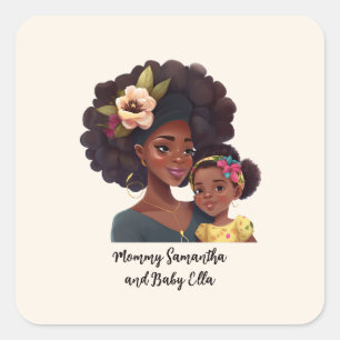Beautiful Black Mom and Daughter (21) Square Sticker