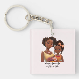 Beautiful Black Mom and Daughter (22) Keychain